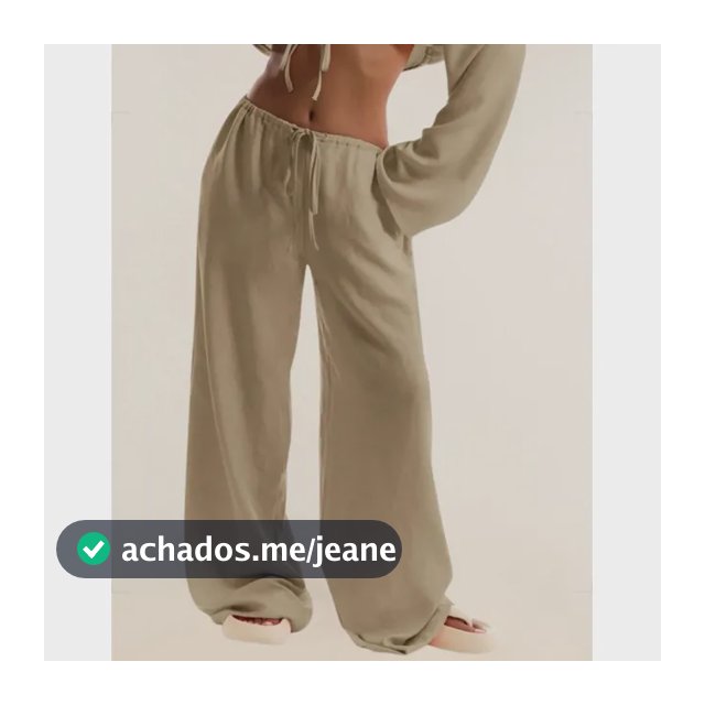 Calça Saída De Praia Com Amarração Na Frente E Efeito Linho