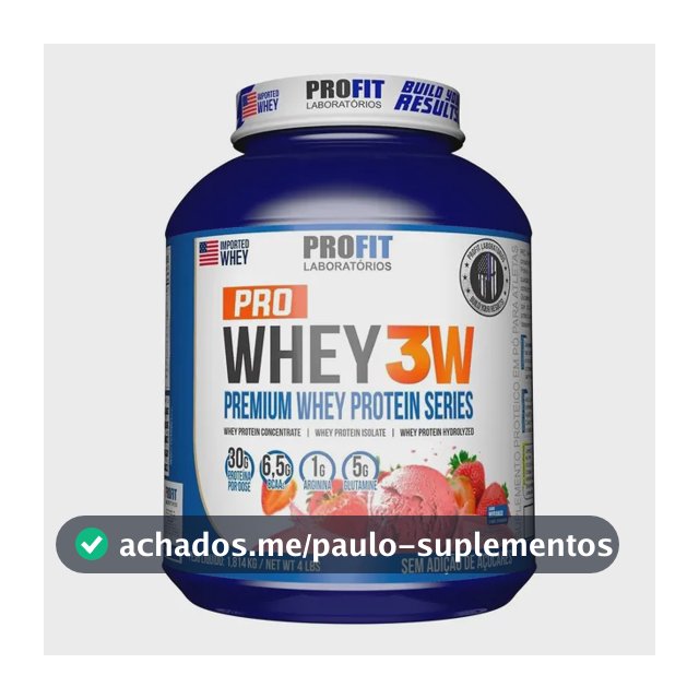 Suplemento Em Pó Profit Laboratórios Whey Protein Sabor Morango Em Pote