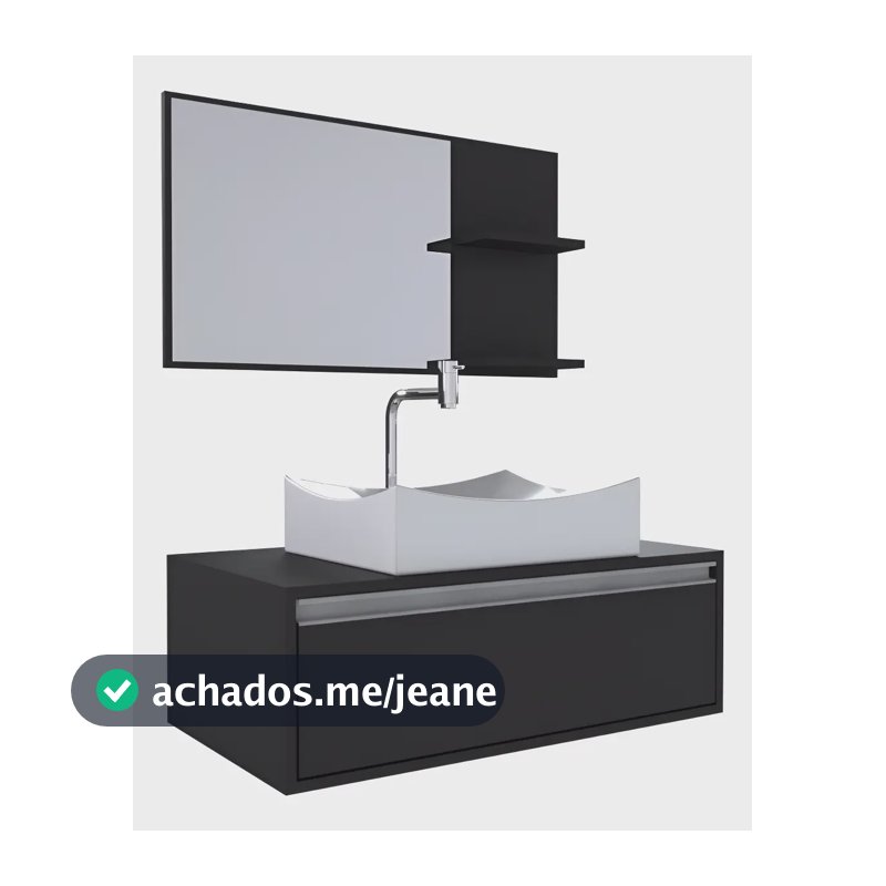 Gabinete Banheiro Maranata 80 Black C/cuba + Combo Black Branco