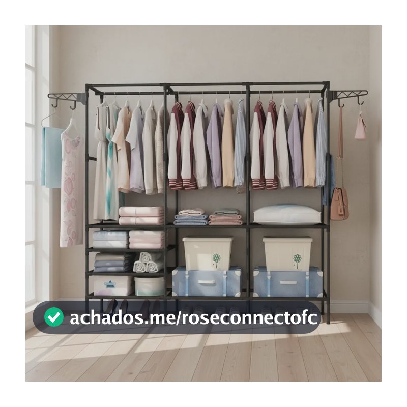 Arara Cabideiro Closet Roupas Sapateira Cabides Triplo Preto