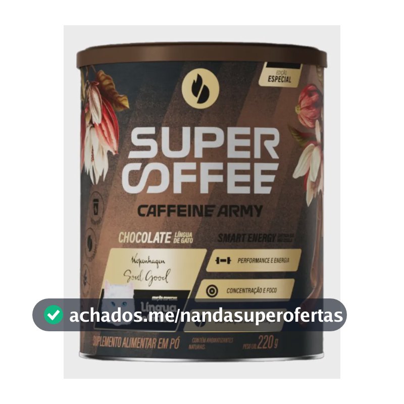 Cafeína Caffeine Army SuperCoffee - Lingua de Gato em pó sabor Chocolate ao leite x 220mL