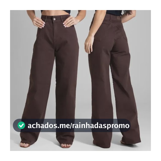 Jeans Sawary Feminina Calca Wide Leg_283032 Marrom Liso 34