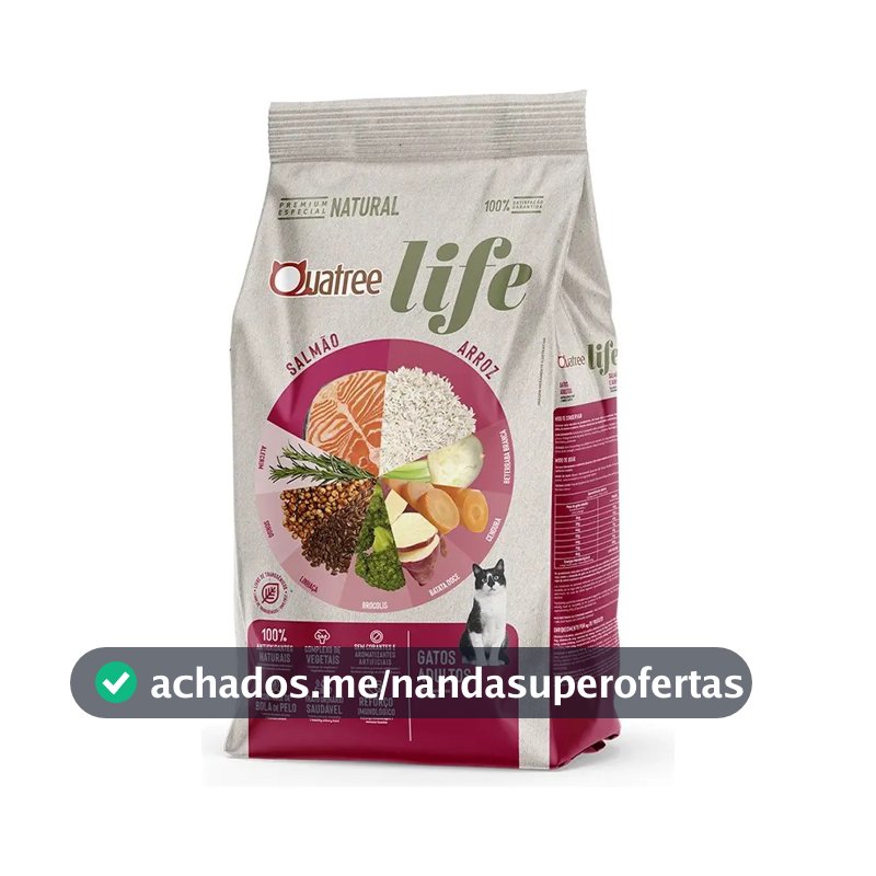 Ração Quatree Life Gatos Ad Salmão 10,1kg (sem Transgênicos)
