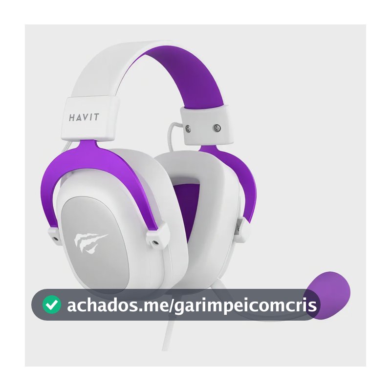 Headset Gamer Branco E Roxo Havit H2002d