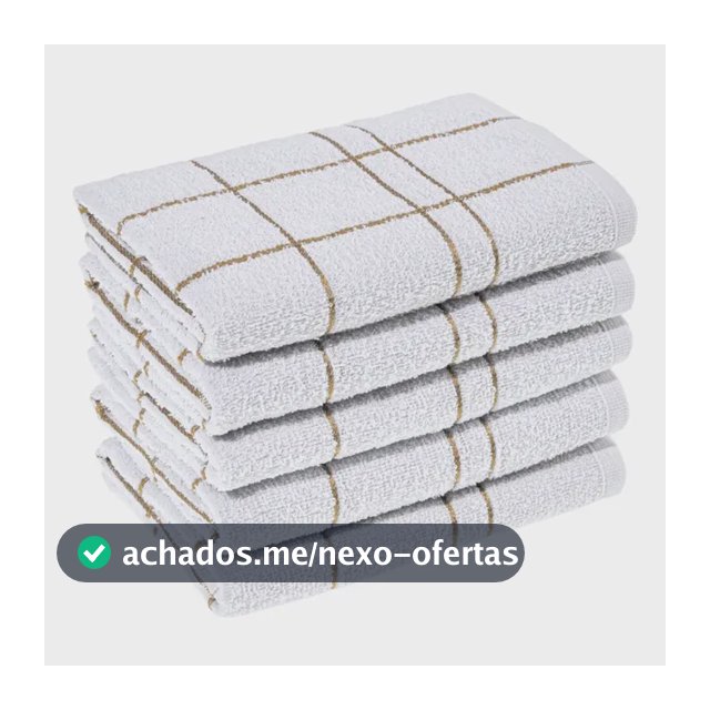 Kit 5 Pano Cozinha Louça Algodão Xadrez Branca Alta Absorção Branco Xadrez
