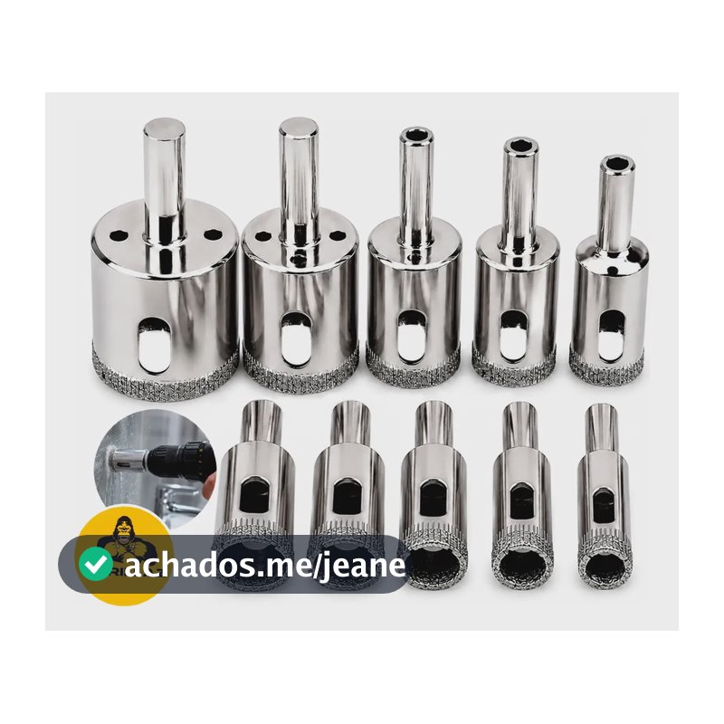 Jogo Brocas Diamantadas 6-30mm Vidro Ceramica Piso 10 Peças