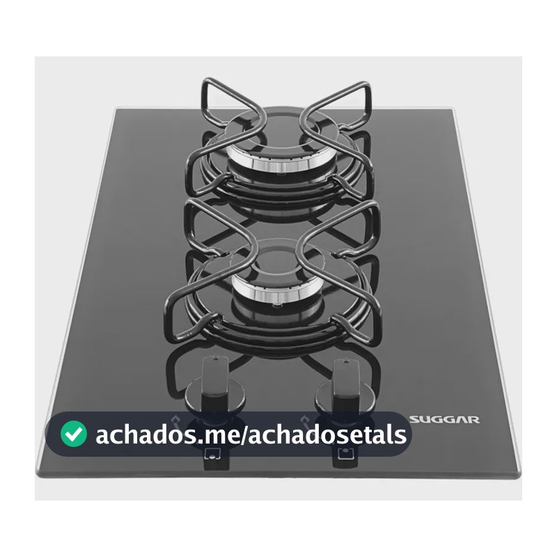 Fogão De Mesa Cooktop 2 Bocas Vidro Preto À Gás Suggar Fg200 Preto