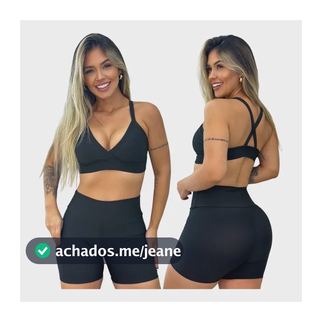 Conjunto Short E Top Academia Feminino Cós Alto Neutro
