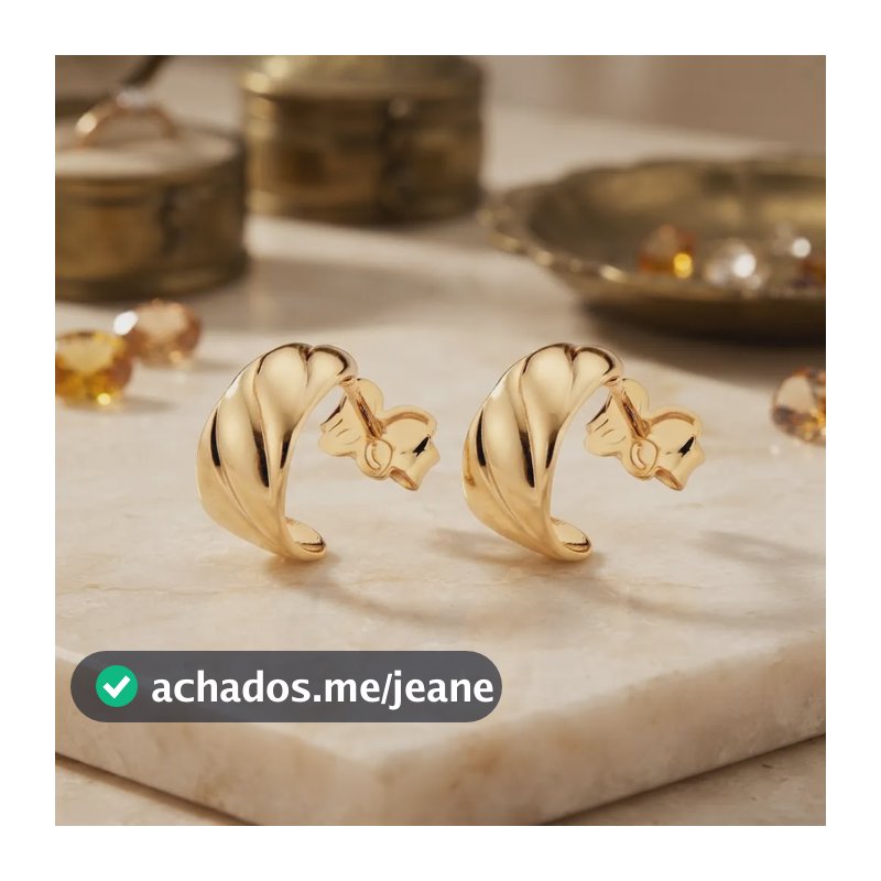 Rommanel Brinco Meia Argola Ondas Banhado Ouro 18k Feminino Dourado