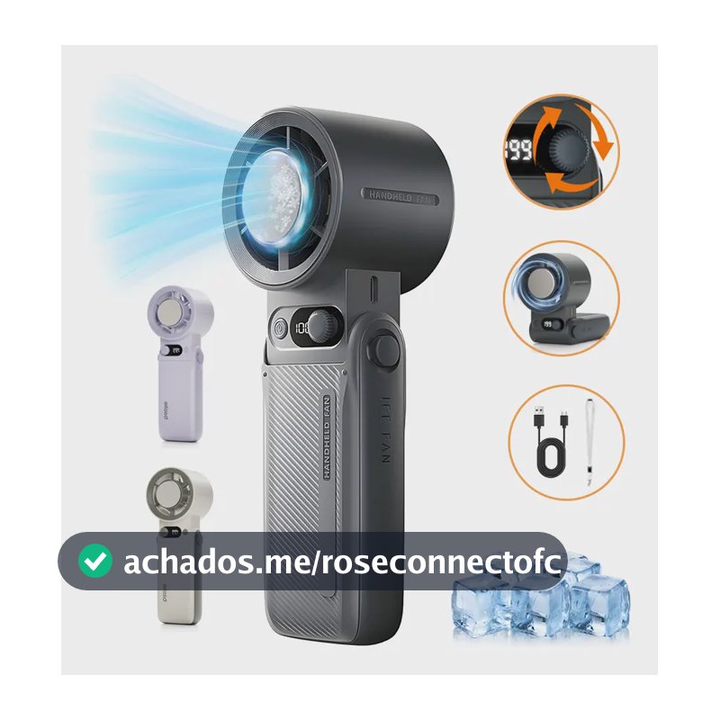Ventilador Portátil De Mão Recarregável, 199 Níveis, Modo De Resfriamento, Mini Ventilador Com 10000mAh E Display Digital, Silencioso E Potente Para Viagens E Escritório, Cinza