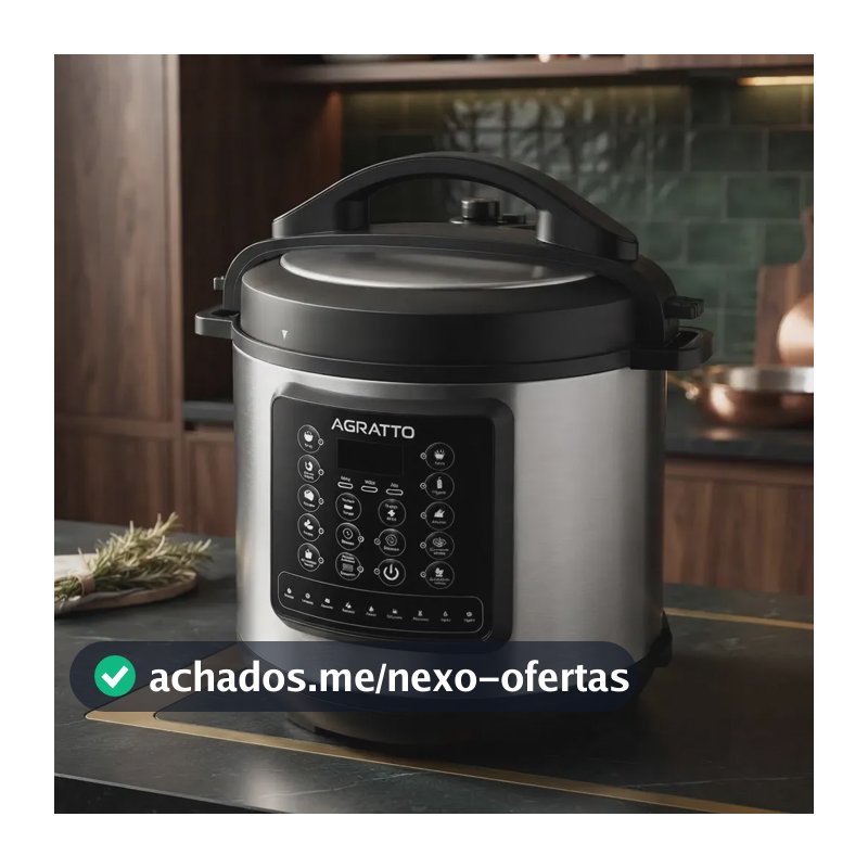 Panela De Pressão Digital 6litros Agratto 1000w Multifuncoes Cinza 127v 60hz