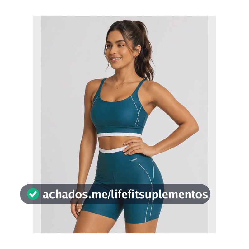 Conjunto Feminino Academia Shorts E Top Alcinha Fitness Azul-aço Liso M