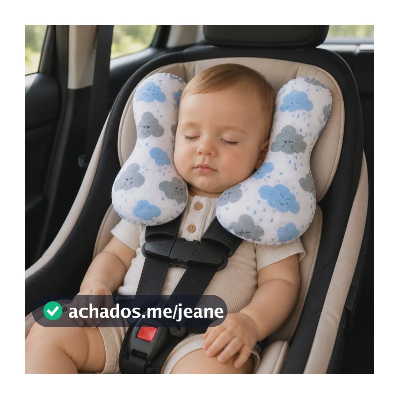 Travesseiro De Bebê Viagem Proteção Carro Cabeça Cor Nuvem azul
