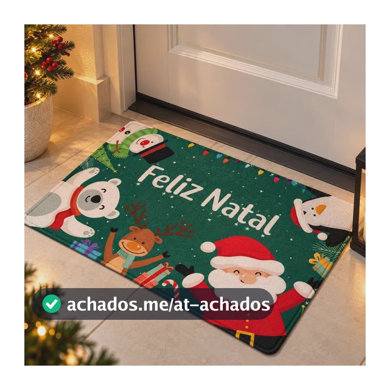 Tapete Porta De Entada Natal 60x40 Capacho Decorativo 60 Cm 40 Cm Verde