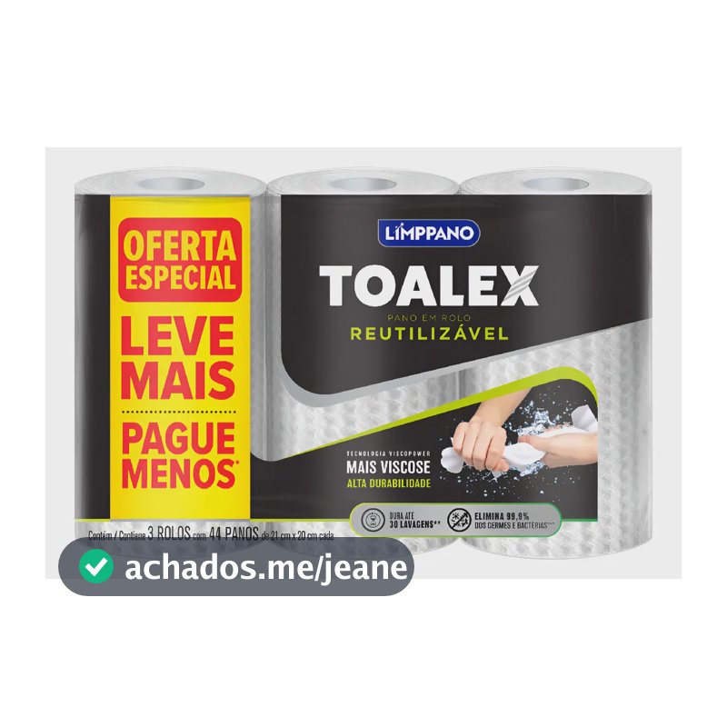 Pano Para Limpeza Limppano Toalex 3 Rolos Com 132 Panos