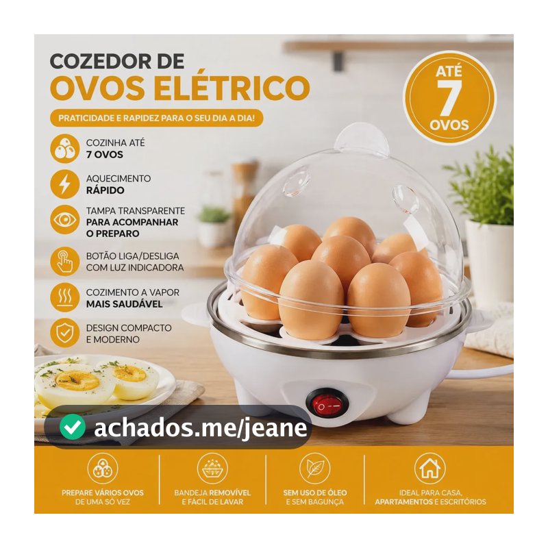 Cozedor De Ovos Elétrico Portátil A Vapor 110v Para 7 Ovos Legumes - Lamericano