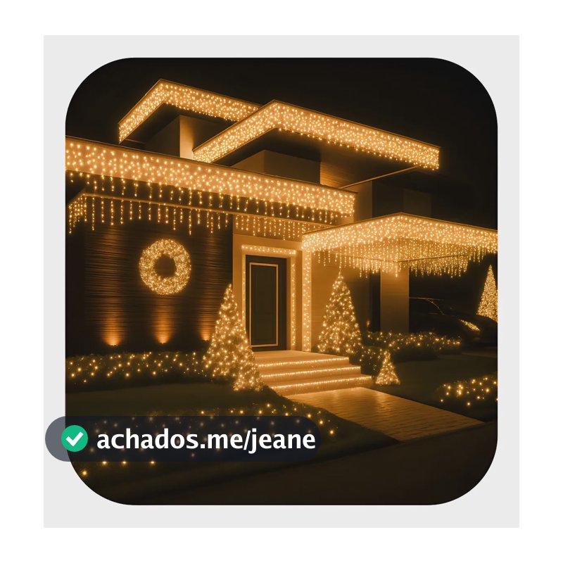 Cascata de LED 10m Com Strobo Branco Quente Para Natal e Festas