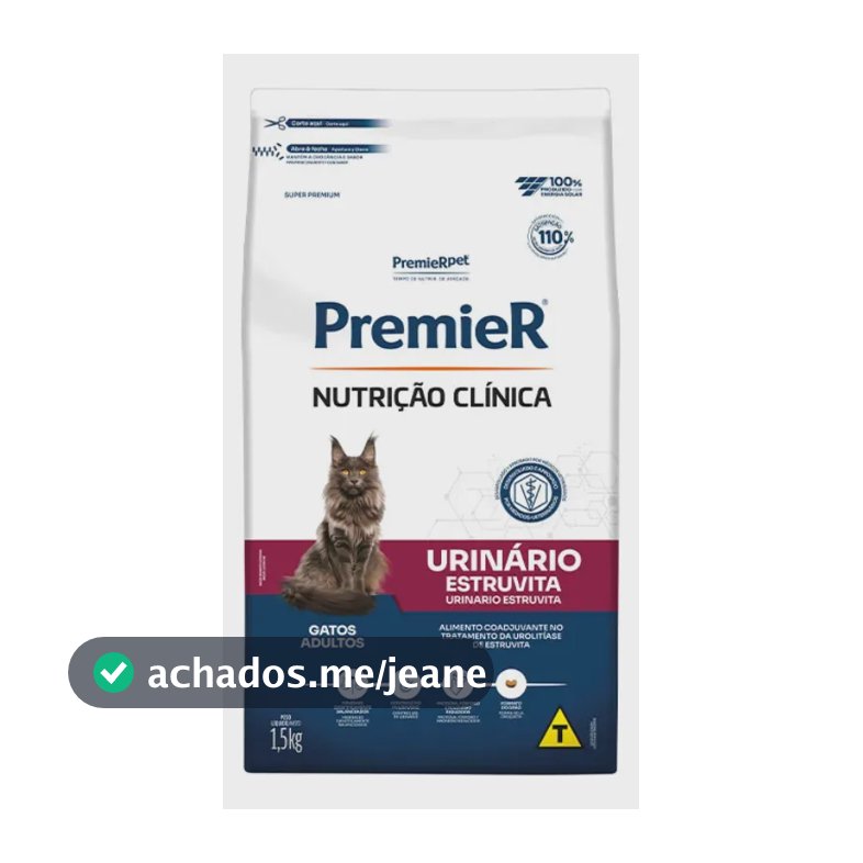 Ração Seca Premier Nutrição Clínica Urinário Gatos Adultos 1,5kg