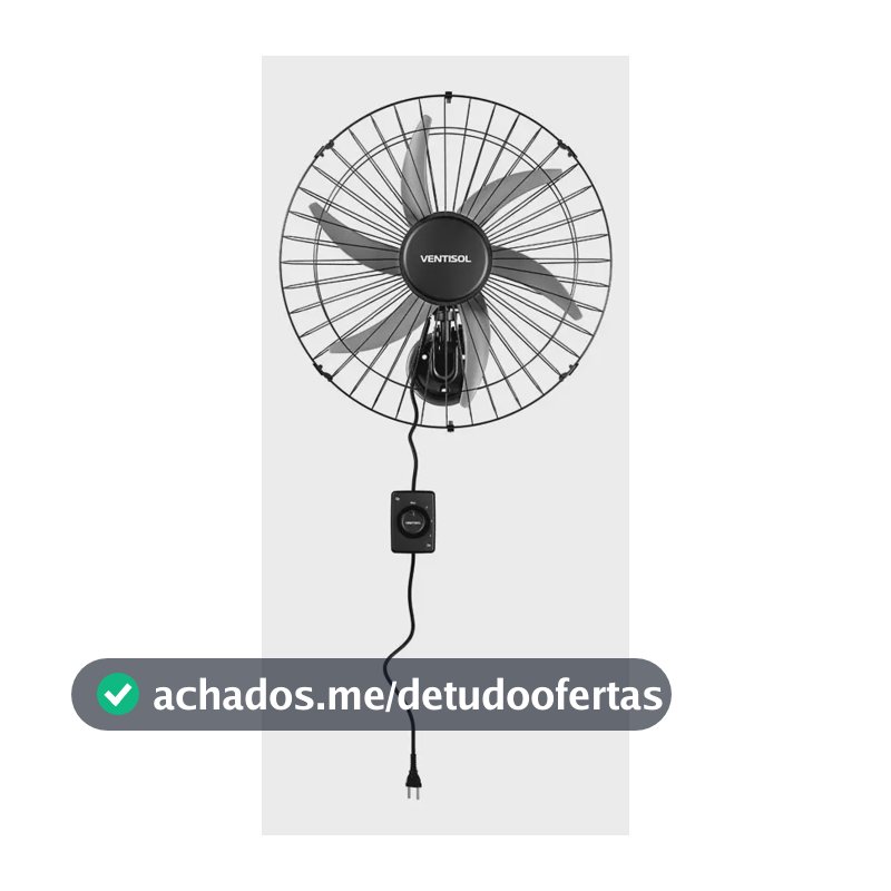 Ventilador oscilante de parede ventisol Steel 6 pás 50cm preto