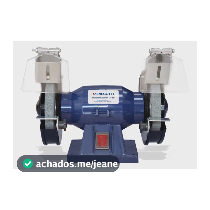 Motoesmeril Plus 150-05 1/4cv 150w Bivolt Mono - Menegotti Cor Azul 127V/220V