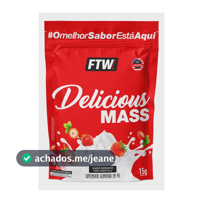 Delicious Mass Pouch 3kg Sabor Morango com Chantilly - FTW