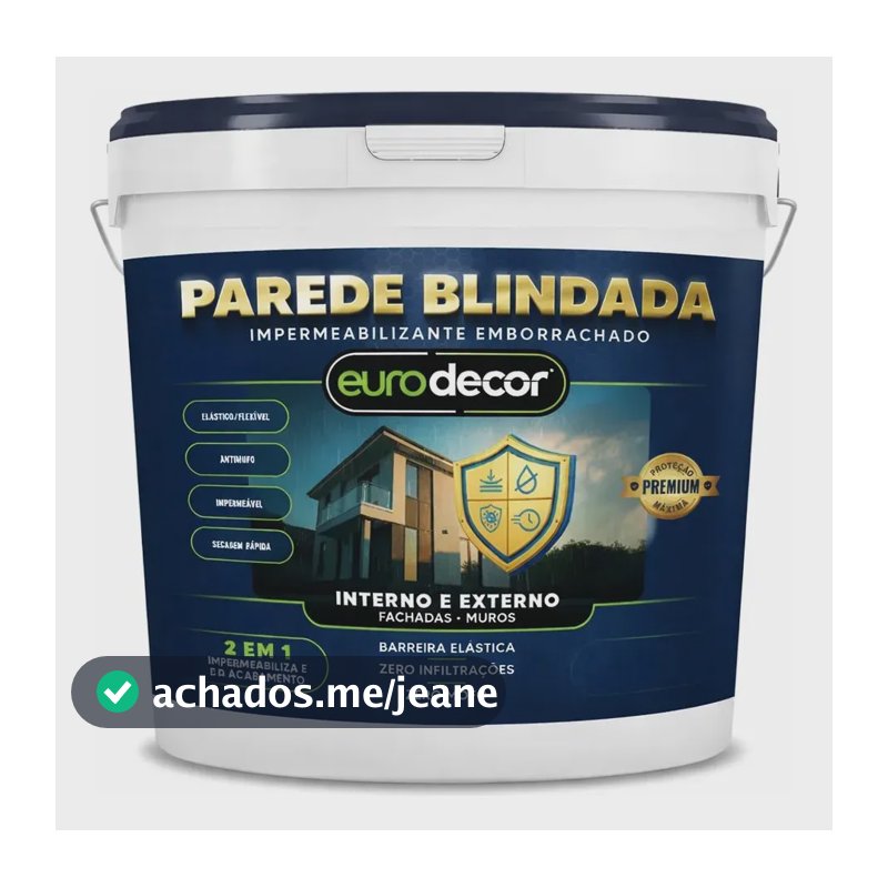 Tinta Antimofo Emborrachada 3.6kg Parede Blindada Eurodecor Branco Fosco