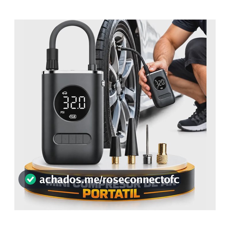 Calibrador Compressor Pneu Digital Carro Bike Moto Sem Fio Cinza-escuro 127/220v