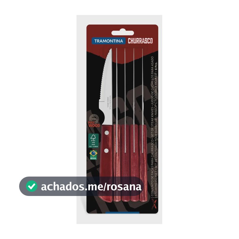 Conjunto Facas Para Churrasco Tramontina Vermelho 6pçs Vermelho