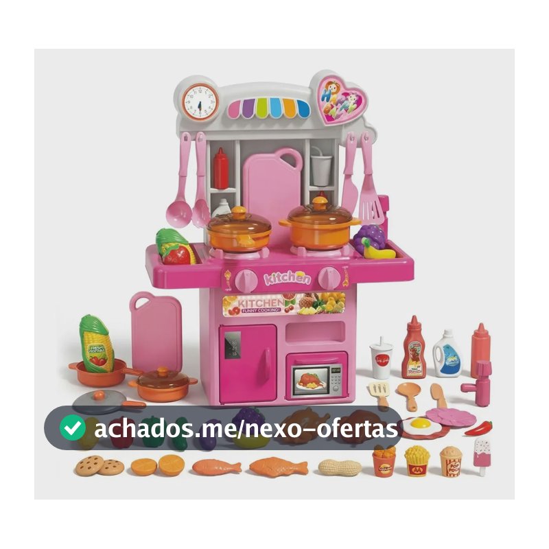 Cozinha Infantil Completa Com Luz E Som Acessórios Sai Água Rosa