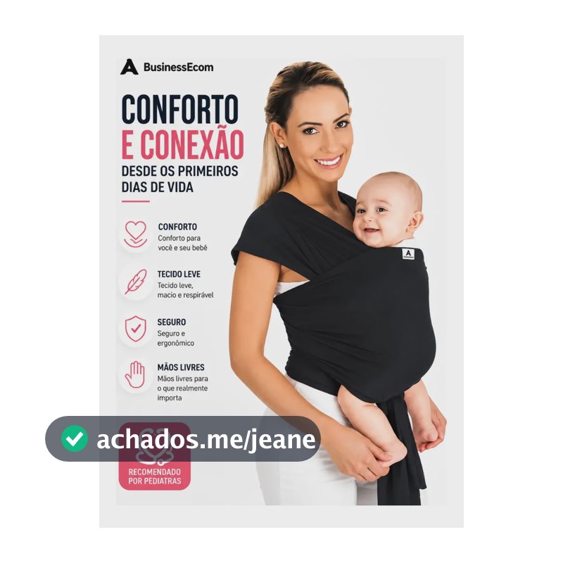 Wrap Sling Canguru Bebê Carregador Carrier Enxoval Passeio Preto