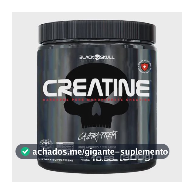 Creatina Monohidratada Pura Black Skull Pura 300g - 100% Monoidratada Em Pó Sem Sabor X 300g