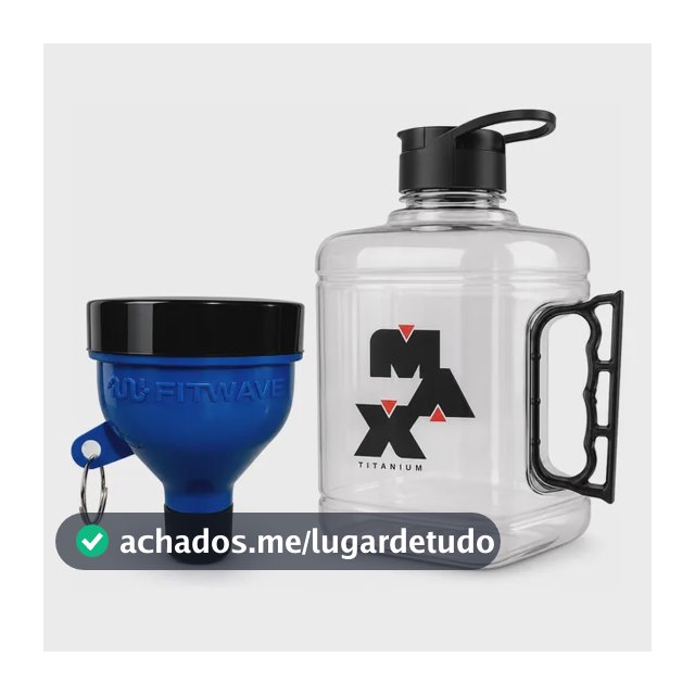 Kit  Galão Max Titanium  1,5l  + Funil Porta Dose Whey 50g Azul