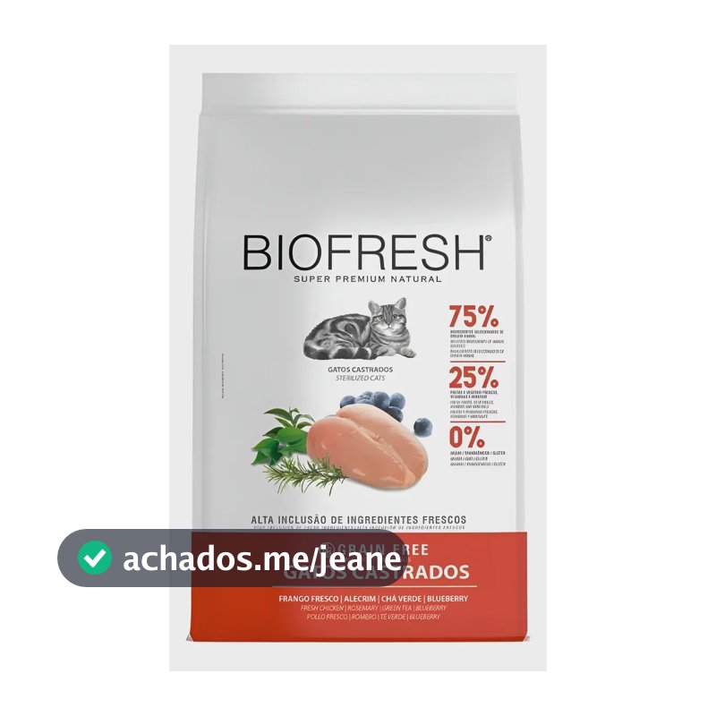 Ração Biofresh Gato Adulto Castrado Frango 7,5kg