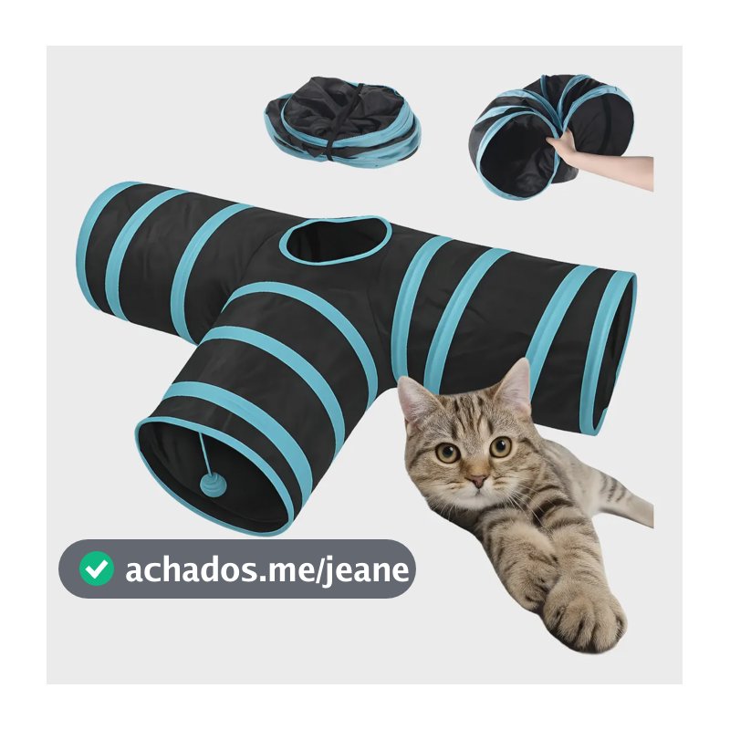 Tunel Para Gato Coelho Labirinto Brinquedo Interativo Pet Azul