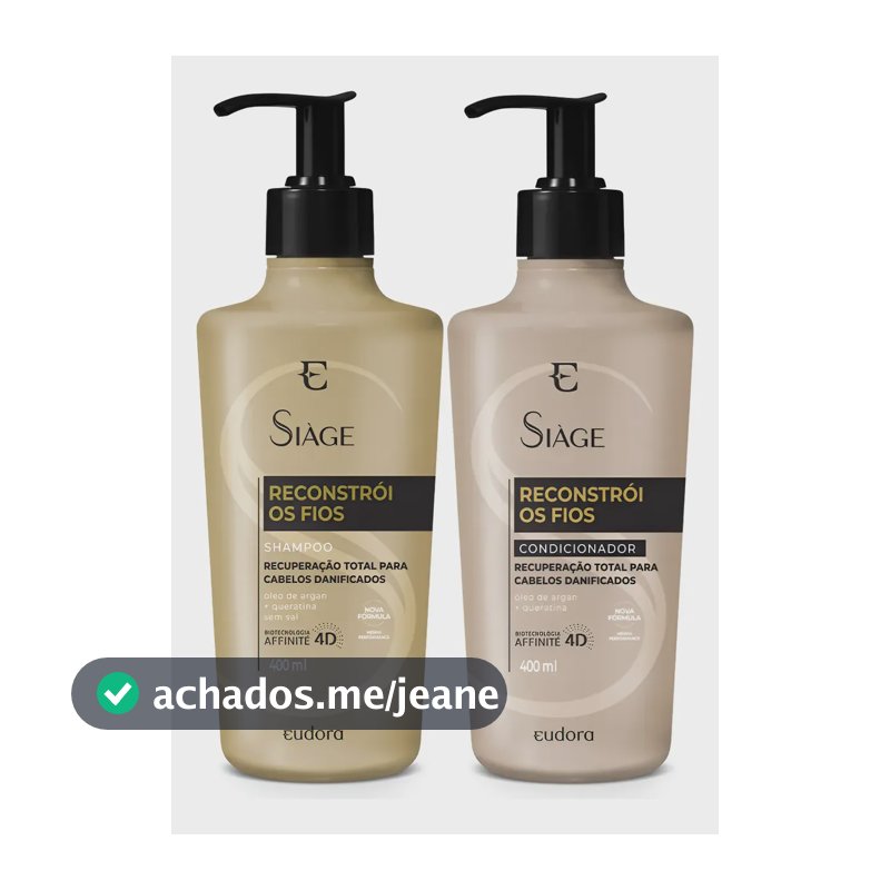 Combo Siàge Reconstrói Os Fios: Shampoo 400ml + Condicionado