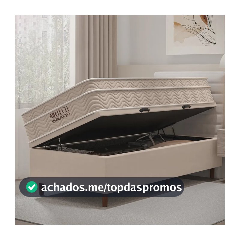 Cama Box Baú Blindado Ortobom Solteiro 78cm M Ensacada Bege