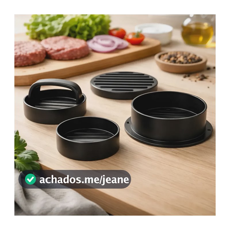 Molde Forma Para Fazer Hambúrguer Grande Pequeno E Recheado Preto