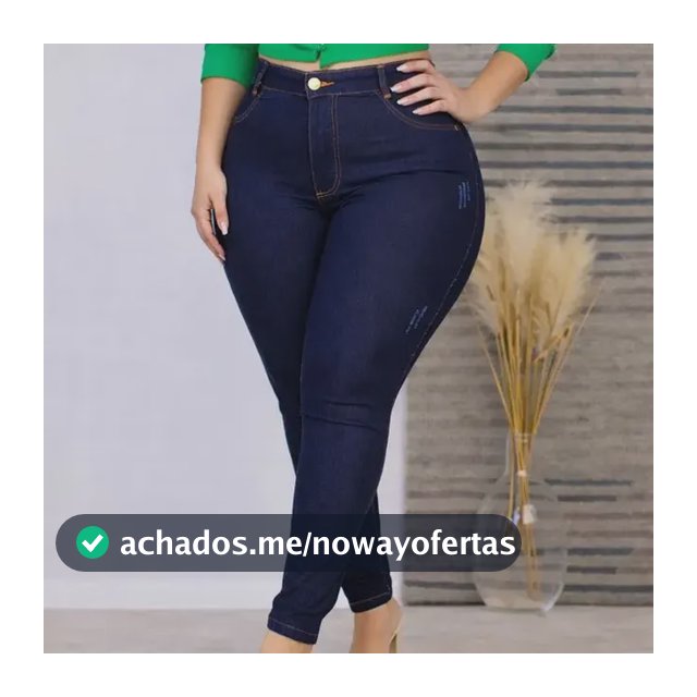Calça Jeans Plus Size Cintura Alta Elastano Lycra Modeladora