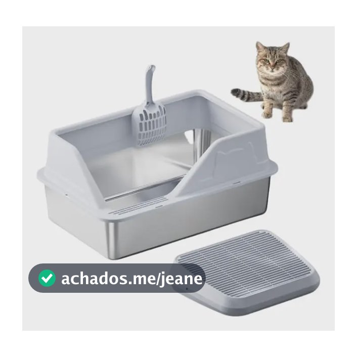 Caixa De Areia Grande Aço Inox Semi-fechada Com Tampa E Pá Cinza