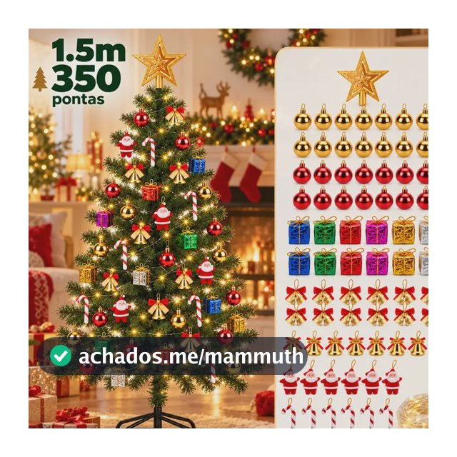 Árvore De Natal Decorada 1,5m Pinheiro Cheia Enfeitada