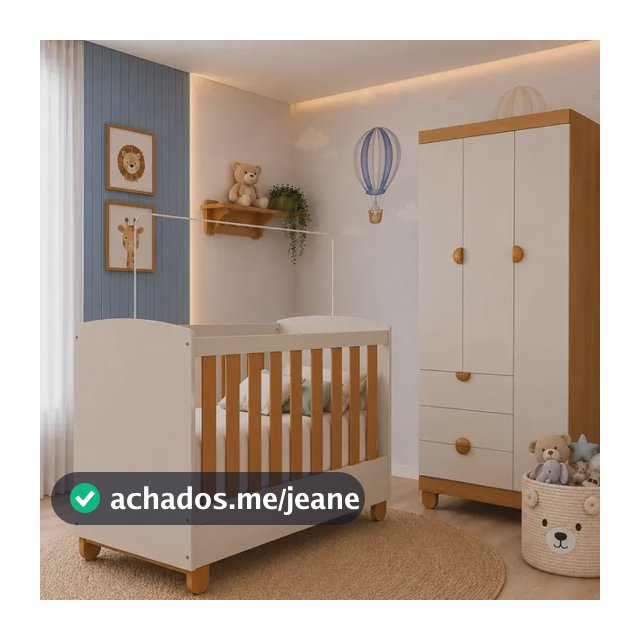 Conjunto Infantil Apolo Berço 2 Em 1 E Guarda Roupa 3 Portas Areia Fosco / Savana Fosco