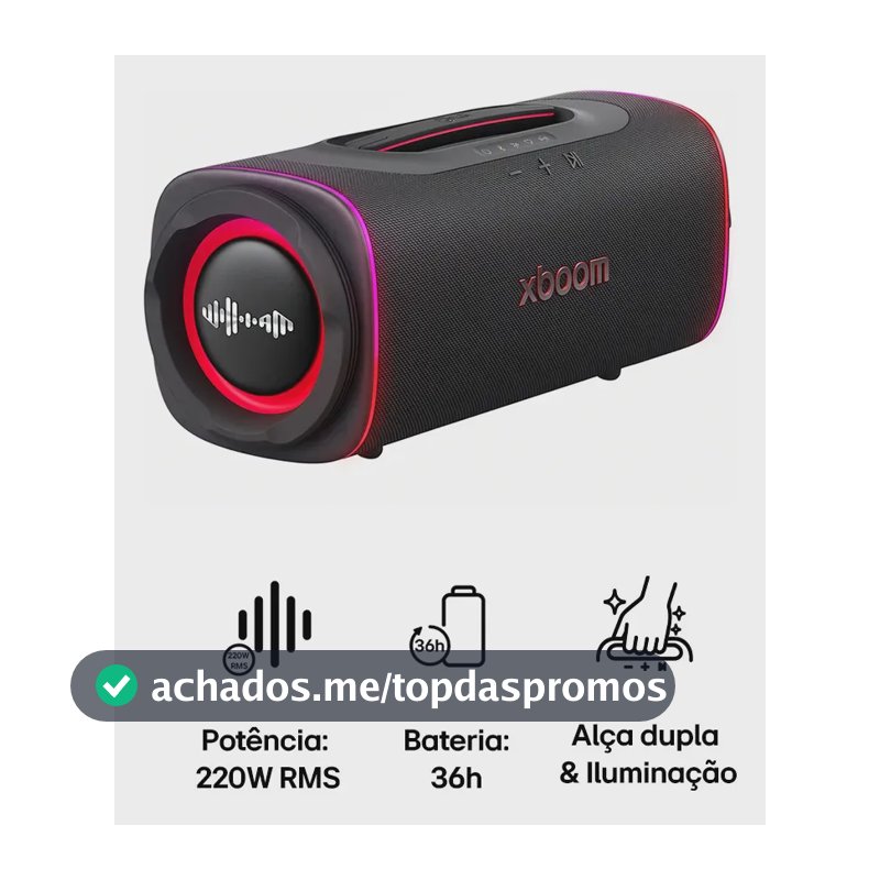 Caixa de Som LG Boombox Speaker XBOOM Blast 220W Bluetooth, Bateria 36h e IP68
