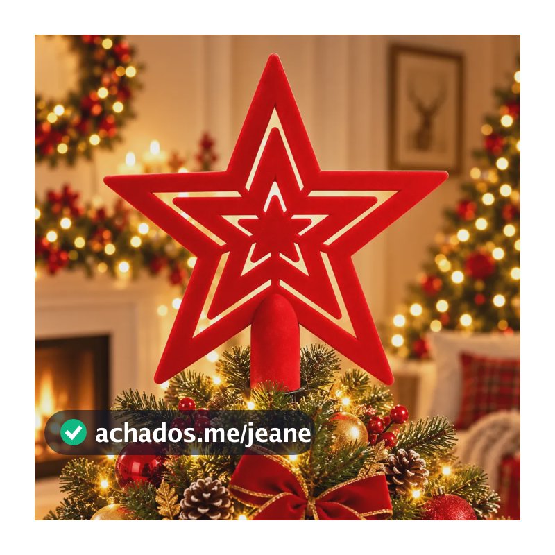 Ponteira Estrela Pentagrama Para Árvore De Natal 20 Cm