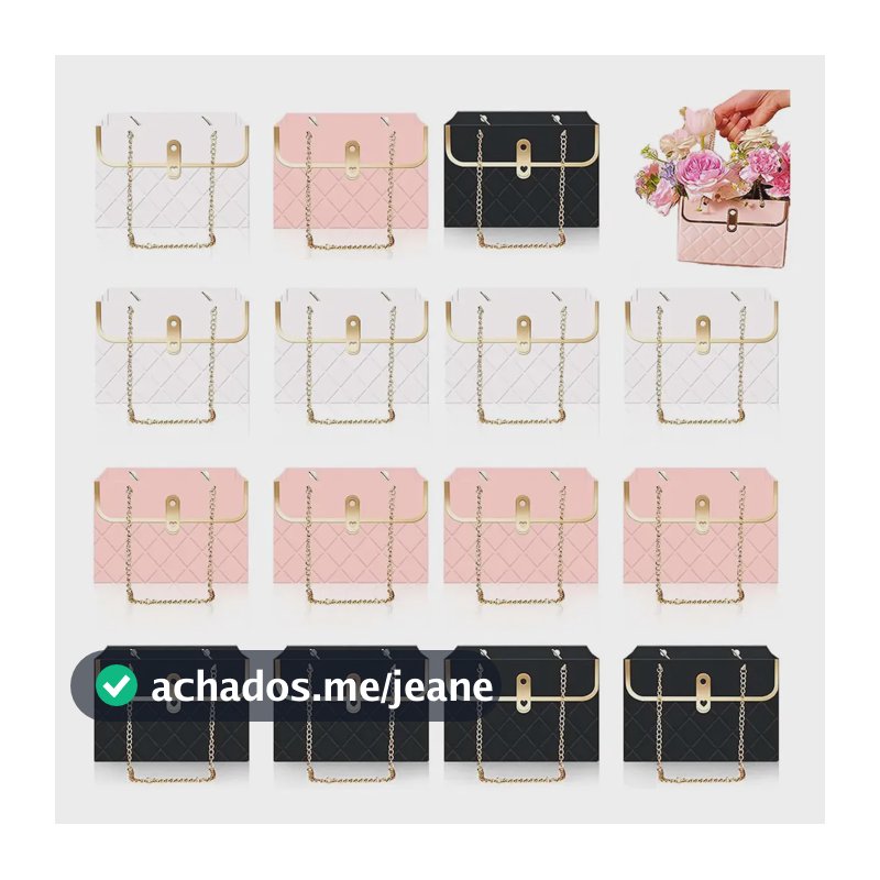 15 Caixa De Presente Bolsa Papel Para Flores Buquê 15×10cm Diversos Com Corrente De Metal Alça