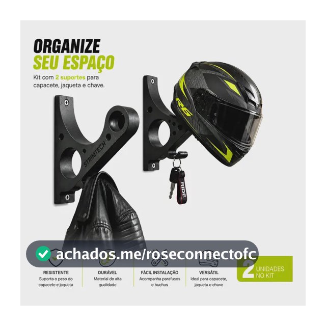 Kit 02 Suporte Pendurar Capacete Acessório Chave Parede Fixo Preto