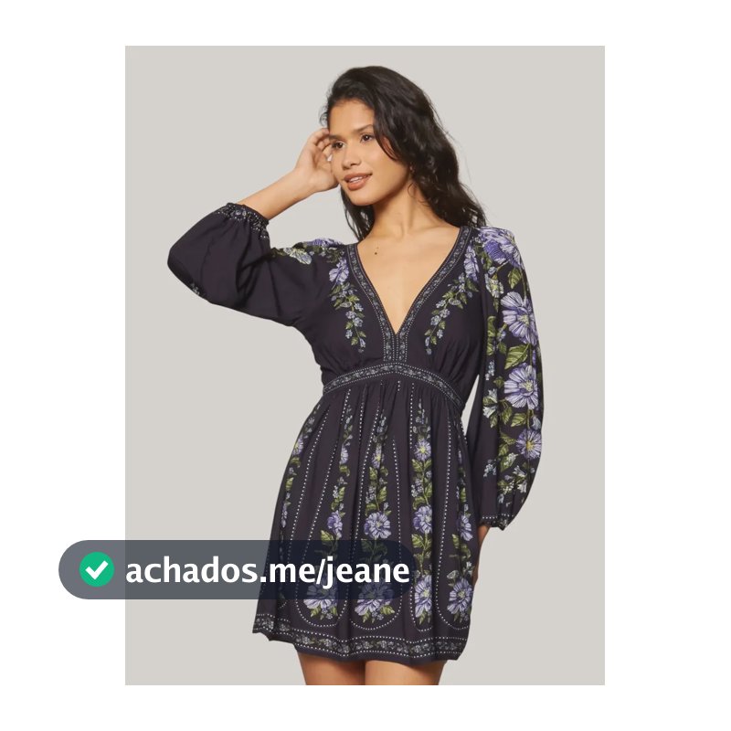 Vestido Curto Julieta Farm Julieta_preto Florido P