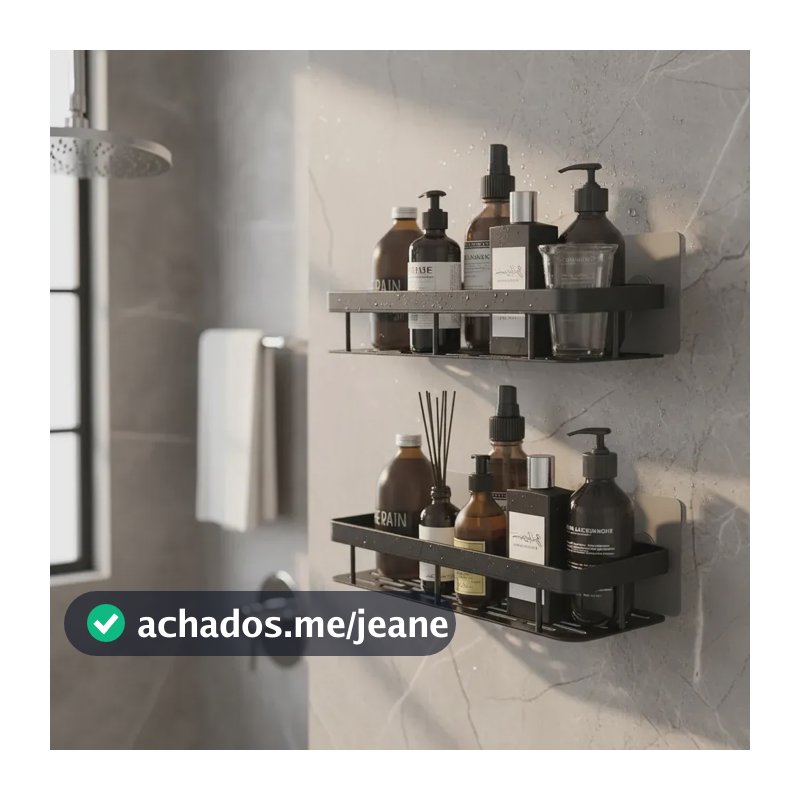 Kit 2 Suporte Porta Shampoo Sabonete Prateleira Banheiro Preto