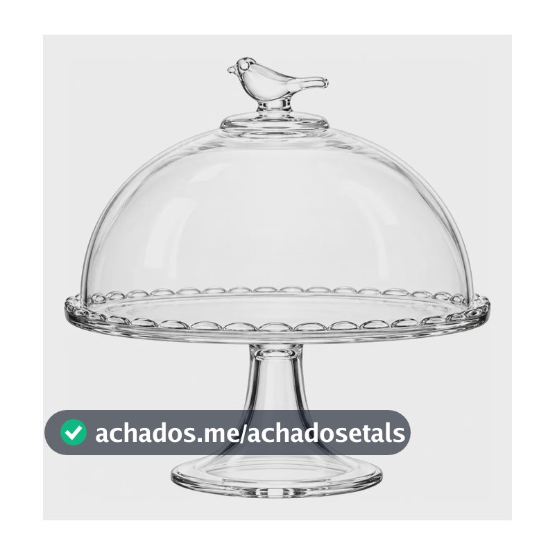 Queijeira Prato Cristal Chumbo Bird C/ Pé 20x18cm Wolff