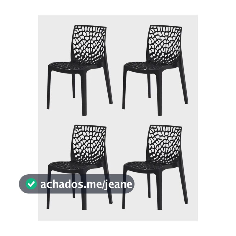 Kit de 4 Cadeiras Gruvyer para Jantar Xplast Pretas Empilháveis