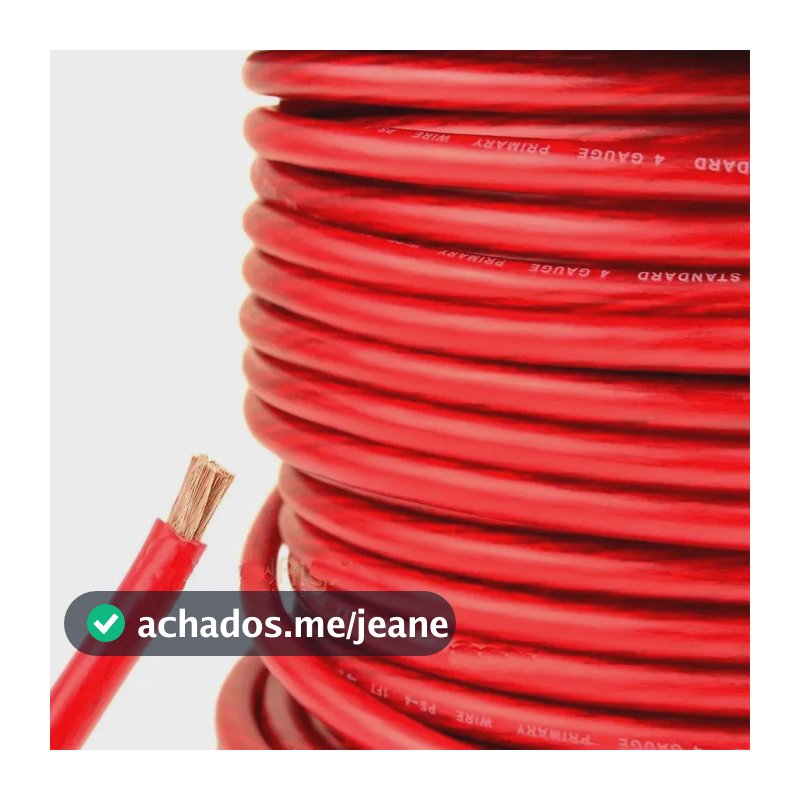 Cabo Fio Alimentação Som Bateria Automotivo 16mm 5 Metros